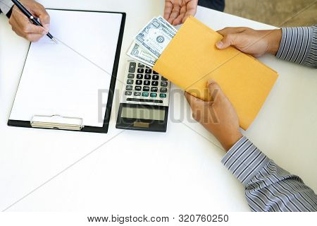 Business Man Give Bribe