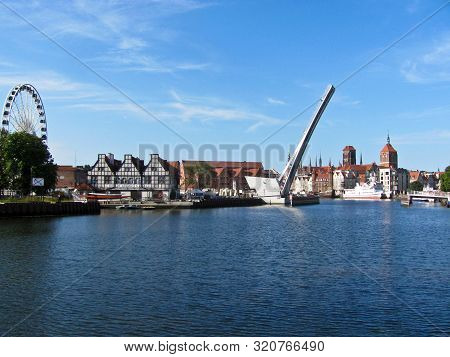 11 August, 2019. Poland, Gdansk, Wartka Bridge, Drawbridge Over Motlawa River.