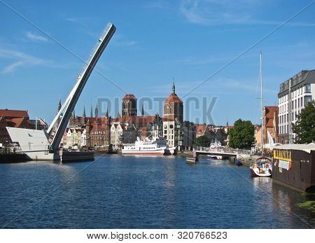 11 August, 2019. Poland, Gdansk, Wartka Bridge, Drawbridge Over Motlawa River.