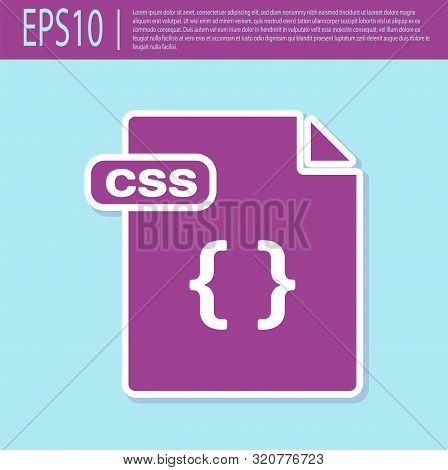 Retro Purple Css File Document. Download Css Button Icon Isolated On Turquoise Background. Css File 