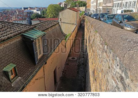 Lyon, France, September 6, 2019 : La Croix-rousse Is A Hill As Well As The Name Of A Neighborhood Lo