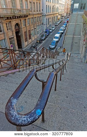 Lyon, France, September 6, 2019 : La Croix-rousse Is A Hill As Well As The Name Of A Neighborhood Lo