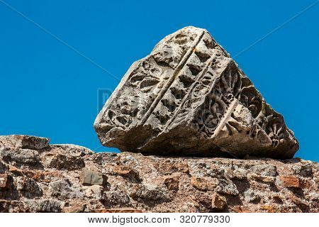 Detail Of The Ruins At The Flavian Palace Also Known As The Domus Flavia On The Palatine Hill In Rom