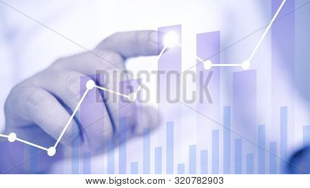 Businessman Drawing Business Target Diagram, Performance Indicator In Virtual Screeen, Stock Market 