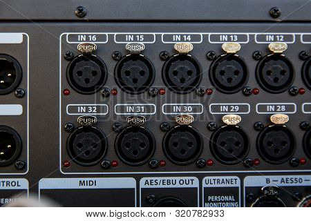 Audio Snake And Stage Box With Xlr Cables And Jacks At A Live Event