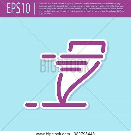 Retro Purple Tornado Icon Isolated On Turquoise Background. Cyclone, Whirlwind, Storm Funnel, Hurric