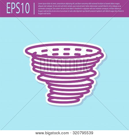 Retro Purple Tornado Icon Isolated On Turquoise Background. Cyclone, Whirlwind, Storm Funnel, Hurric