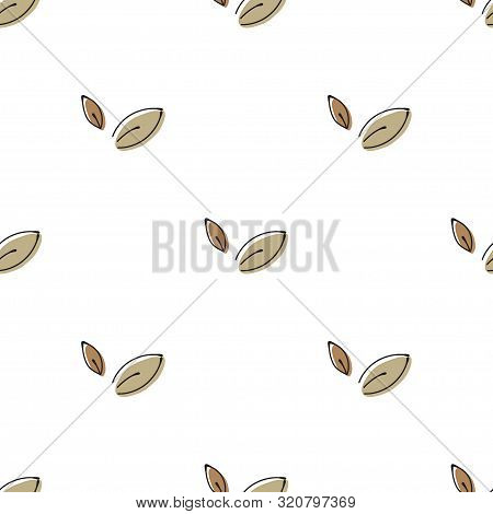Simple Seamless Pattern With Leaves. Line Vector Art.
