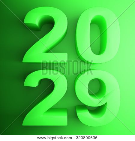 2029 Green Square Icon - 3d Rendering Illustration