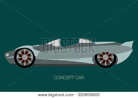 Concept Car, Car Icon, Side View, Flat Design Style, Fully Editable