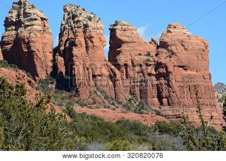 Scenic Vista On Colorful Cockscomb Butte, A Notable Red Rocks Formation Situated In West Sedona, Nor