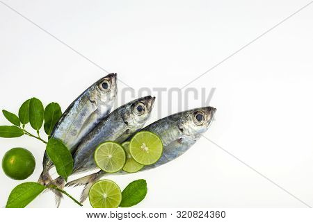 Fresh Fish And Lime Isolated On A White Background.