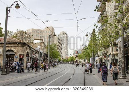 Jerusalem, Israel - 05.04.2018: Jaffa Road Is One Of The Longest And Oldest Major Streets In Jerusal