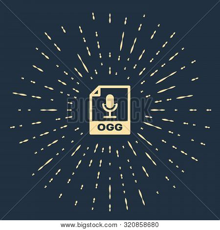 Beige Ogg File Document. Download Ogg Button Icon Isolated On Dark Blue Background. Ogg File Symbol.