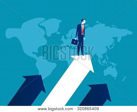 Upward. Businessman Standing The Arrow. Concept Business Success Vector Illustration, Flat Business 