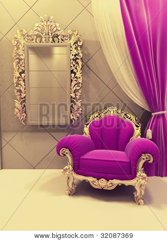 Koninklijk meubilair In een luxe interieur, roze patroon