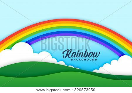 Rainbow Clouds And Meadows Background Design Scene