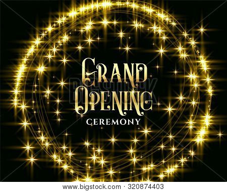 Golden Glitering Sparkles Grand Opening Background Design