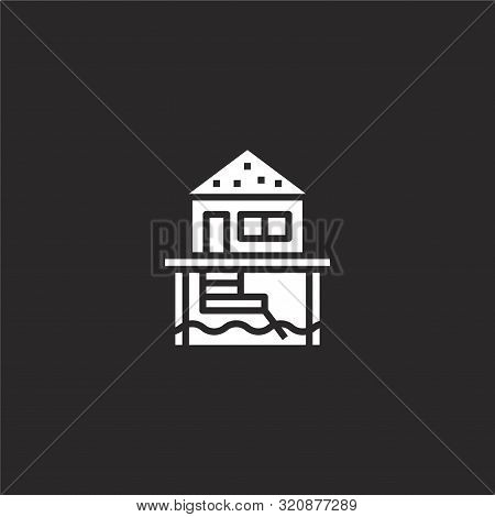 Bungalow Icon. Bungalow Icon Vector Flat Illustration For Graphic And Web Design Isolated On Black B