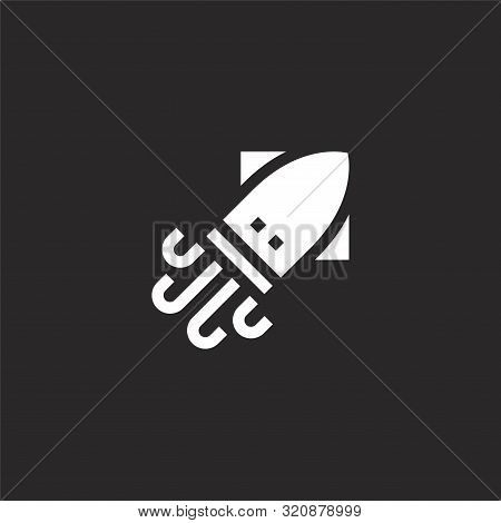 Squid Icon. Squid Icon Vector Flat Illustration For Graphic And Web Design Isolated On Black Backgro