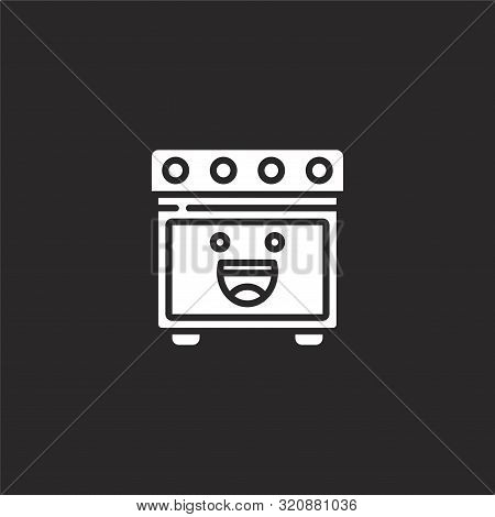 Oven Icon. Oven Icon Vector Flat Illustration For Graphic And Web Design Isolated On Black Backgroun
