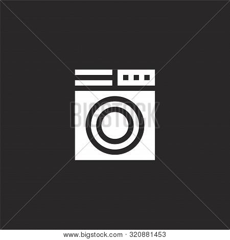 Washing Machine Icon. Washing Machine Icon Vector Flat Illustration For Graphic And Web Design Isola