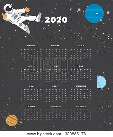 2020 Calendar - Illustration. Template Mock Up. Vector Illustration