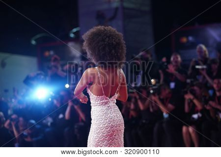 Zazie Beetz on the red carpet for the screening of 'Seberg' during the 76st Venice Film Festival at the 30 on August Sala Grande, 2019 in Venice, Italy.                               
