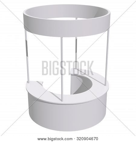 Stall Or Kiosk Modern Reception Desk. Trade Show Booth White And Blank. 3d Render Illustration Isola