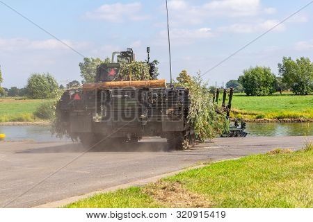 German Army Infantry Fighting Vehicle  Drives On Tactical Exercise At Military Training Area
