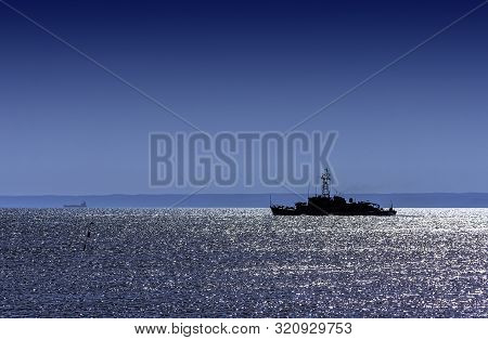 Hel, Pomerania, Poland - August 27: Polish Warship At Baltic Sea On August 27, 2019 In Hel, Pomerani