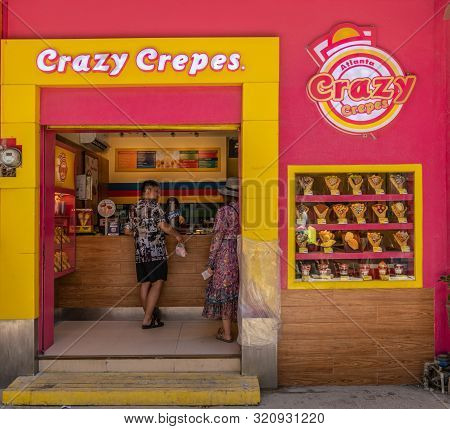 Balabag, Boracay Island, Philippines - March 4, 2019: Dmall De Boracay. Entrance Facade Of Crazy Cre
