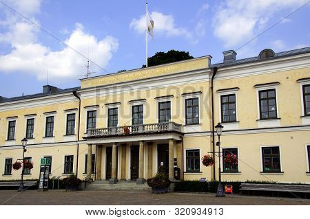 Växjö, Småland, Sweden - July 29, 2019: The Residence In Växjö, Stortorget, Småland, Sweden.