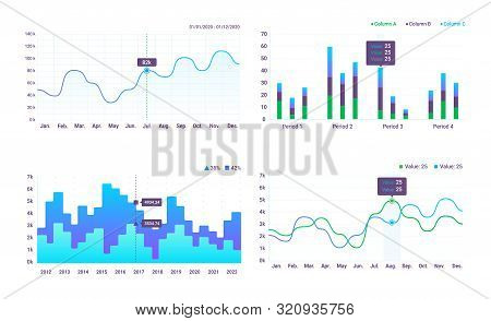 Windows With Graphs And Charts, Set Of Vector Elements For Design Sites