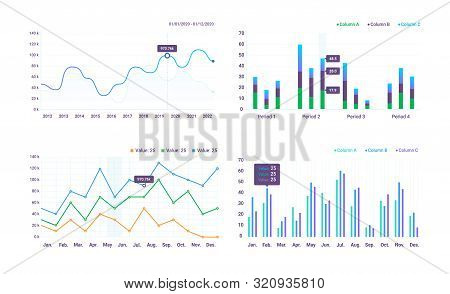 Windows With Graphs And Charts, Set Of Vector Elements For Design Sites