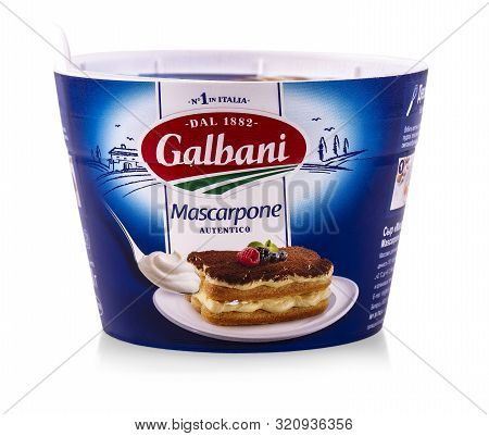 Russia, Kamchatka- Sep 4, 2019: Mascarpone Package Isolated On White Background