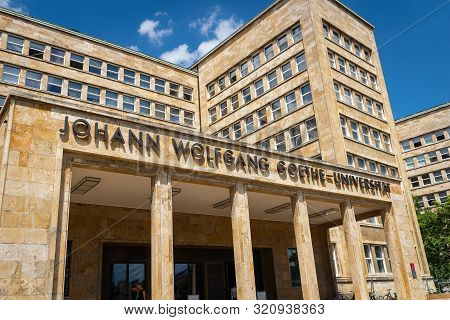 Frankfurt, Germany - July 2019: Frankfurt Goethe University Westend Campus Main Building. The Buildi