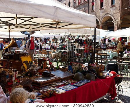 Bologna / Italy - September 7, 2019: Antiques Market, Mercato Antiquario Di Bologna, Takes Place In 
