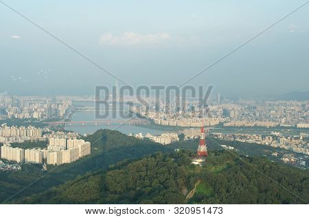 Seoul City Street View From Top In Summer