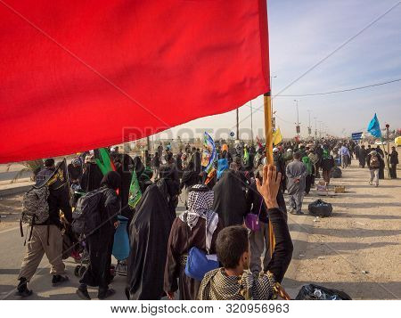 Karbala, Bagdad, Iraq, 06 09 2019:  Millions Of Shia Marching Across The World To Karbala For Arbaee
