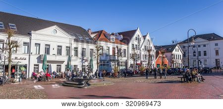 Jever, Germany - February 24, 2019: Panorama Of The Central Market Square In Jever, Germany
