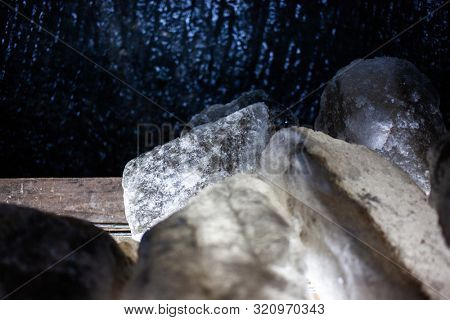 salt crystals details in underground salt mine