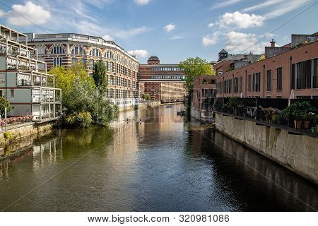 Picture From The River Elster In The Scene District Leipzig Schleussig                              