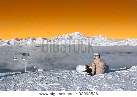 Kayakçılar için yolculuğu, Courchevel, Fransa hazır
