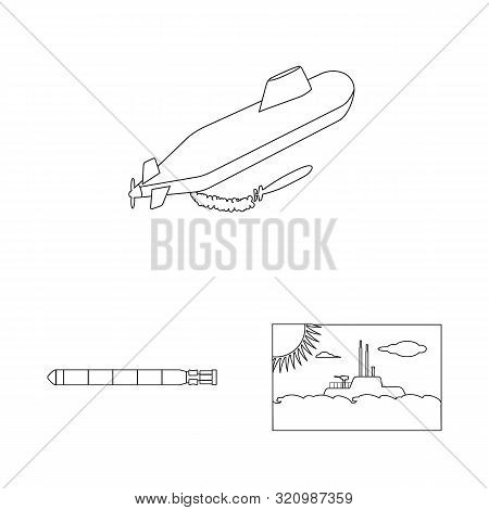 Isolated Object Of Boat And Navy Logo. Set Of Boat And Deep Vector Icon For Stock.