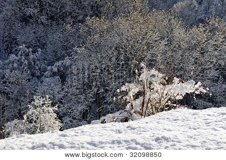 Paisaje de invierno en Val Thorens, Francia