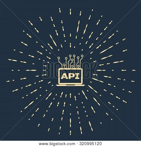 Beige Computer Api Interface Icon Isolated On Dark Blue Background. Application Programming Interfac