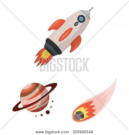 Vector Design Of Space And Galaxy Symbol. Collection Of Space And Travels Vector Icon For Stock.