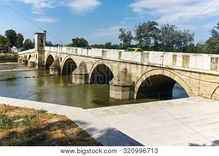 Edirne, Turkey - May 26, 2018: Bridge From Period Of Ottoman Empire Over Tunca River In City Of Edir