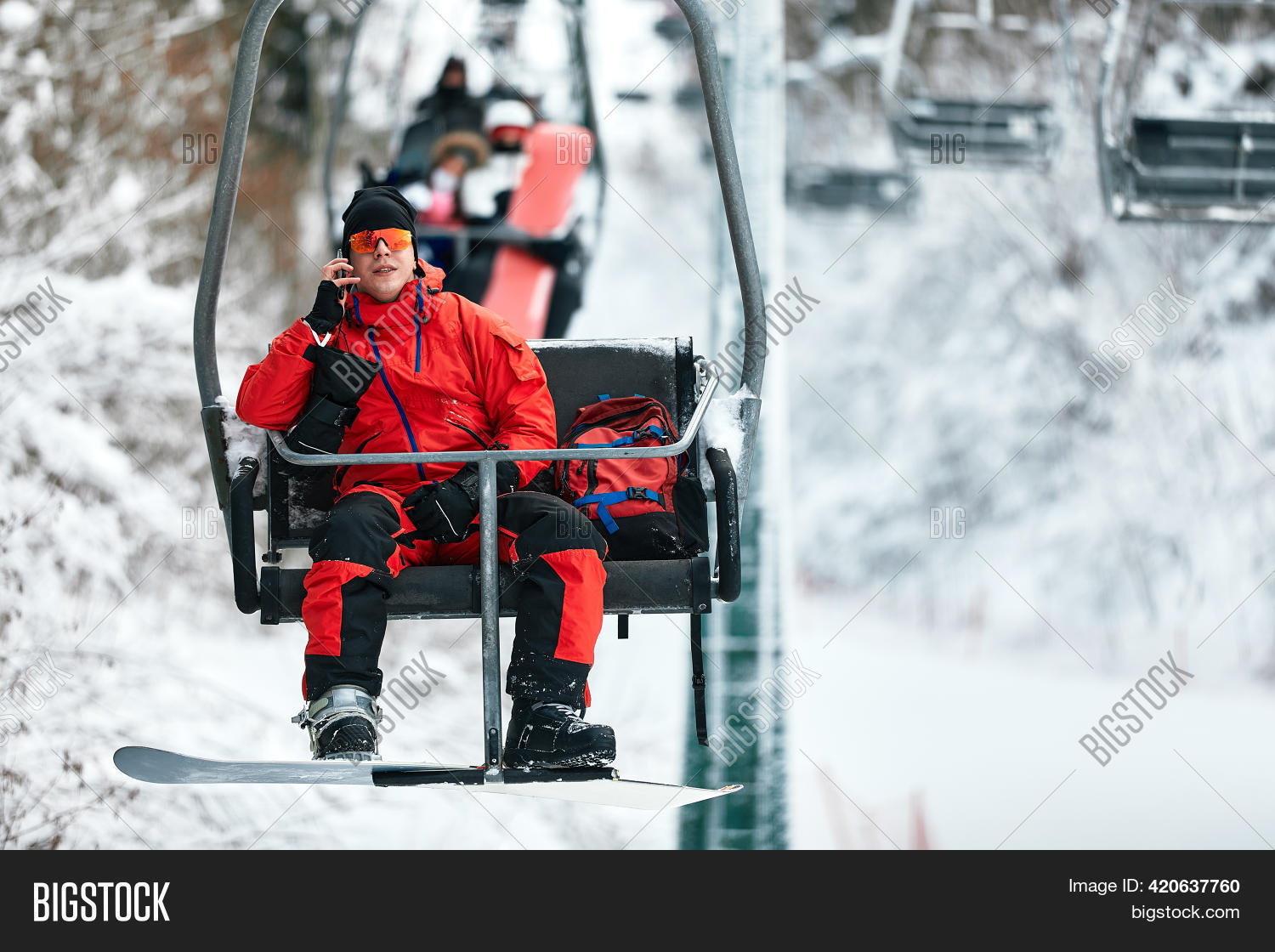 Skier Sitting Ski Lift Image & Photo (Free Trial) Bigstock